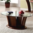 Furniture of America Lantler Oval Glass Top & Wood Coffee Table in Dark Cherry