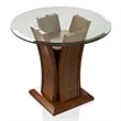 Furniture of America Lantler Round Glass Top End Table in Dark Cherry