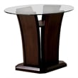 Furniture of America Lantler Round Glass Top End Table in Dark Cherry