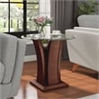 Furniture of America Lantler Round Glass Top End Table in Dark Cherry