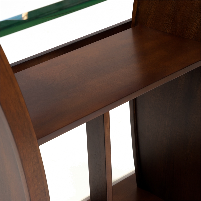 Furniture of America Lantler Contemporary Glass Top Console Table in Dark Cherry