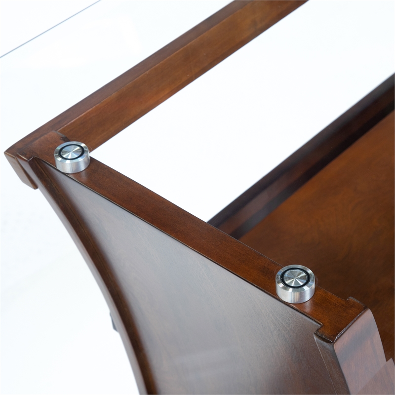 Furniture of America Lantler Contemporary Glass Top Console Table in Dark Cherry