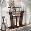 Furniture of America Lantler Contemporary Glass Top Console Table in Dark Cherry