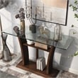 Furniture of America Lantler Contemporary Glass Top Console Table in Dark Cherry