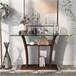 Furniture of America Lantler Contemporary Glass Top Console Table in Dark Cherry