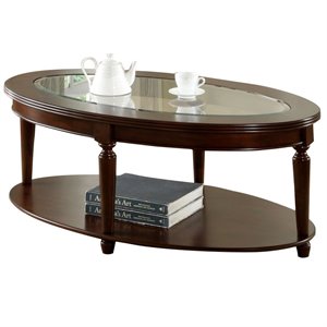 furniture of america chrinus wood 1-shelf coffee table in dark cherry