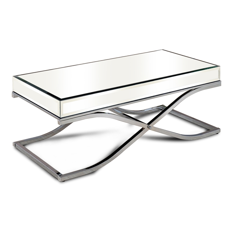 Furniture of America Xander Metal 2-Piece Coffee Table Set in Chrome