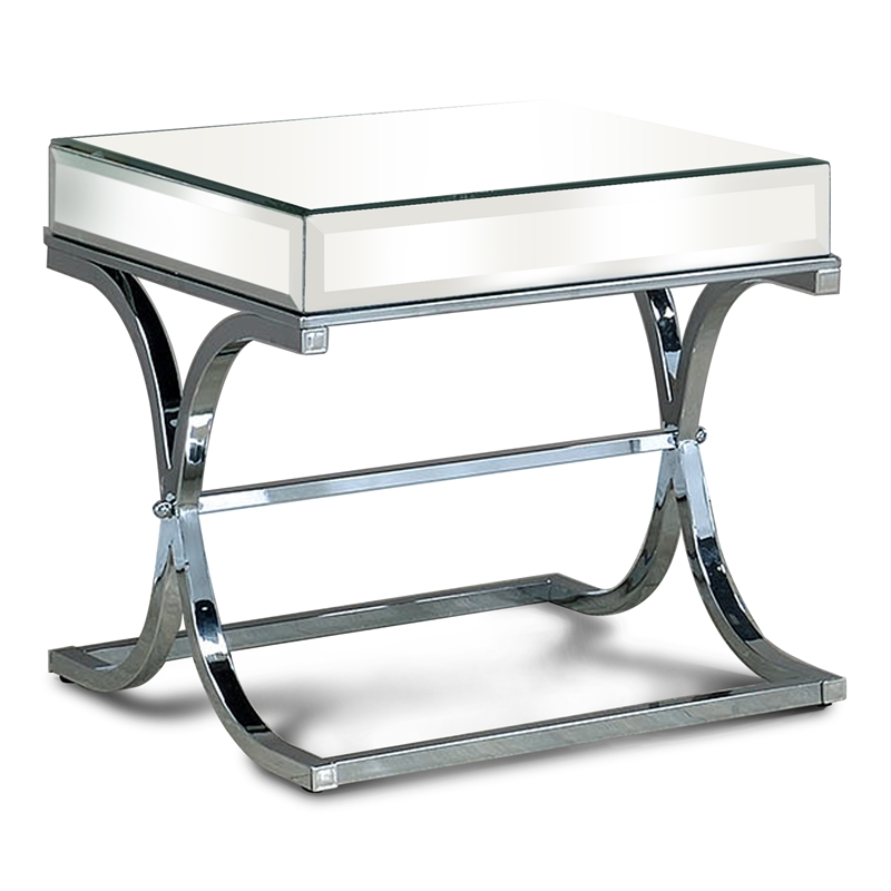 Furniture of America Xander Metal 2-Piece Coffee Table Set in Chrome