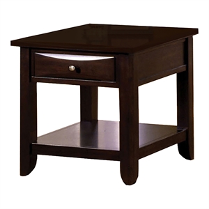 furniture of america bonner transitional wood 1-drawer end table in espresso