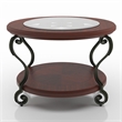 Furniture of America Azea Solid Wood 2-Piece Coffee Table Set in Brown Cherry