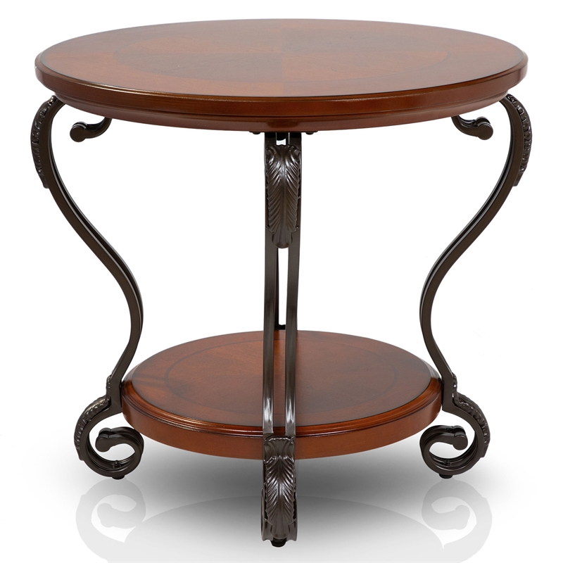 Furniture of America Azea Solid Wood 3-Piece Coffee Table Set in Brown Cherry