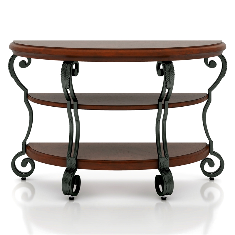 Furniture of America Azea Solid Wood 3-Piece Coffee Table Set in Brown Cherry