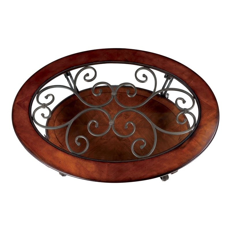 Furniture of America Azea Solid Wood 4-Piece Coffee Table Set in Brown Cherry