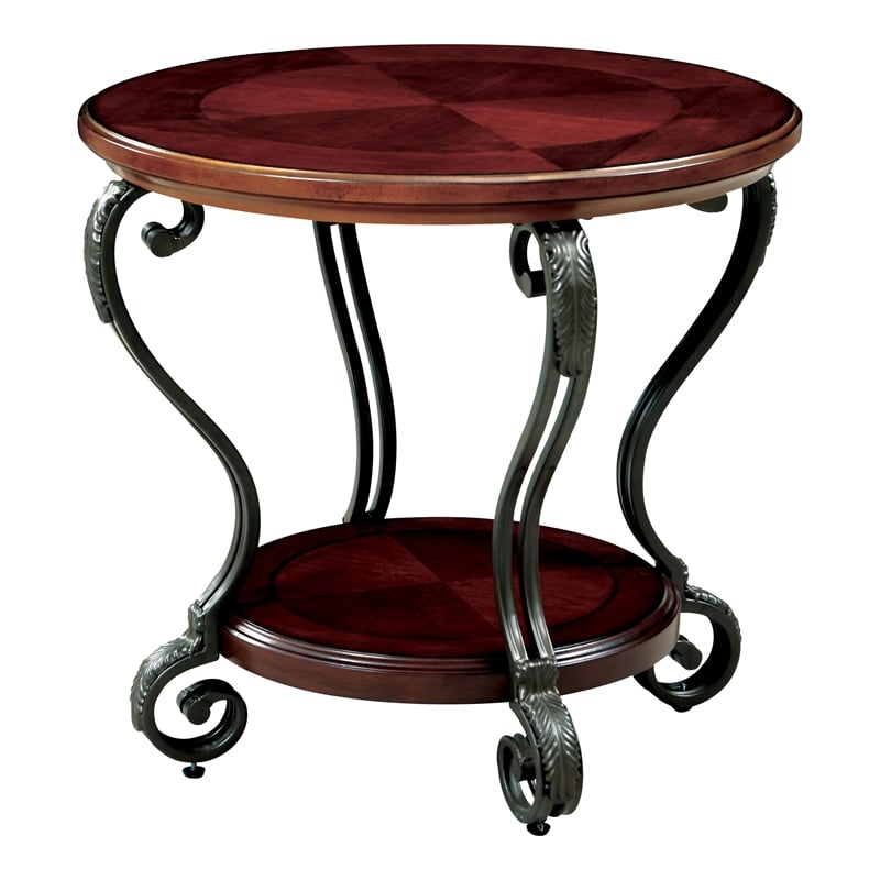 Furniture of America Azea Solid Wood 4-Piece Coffee Table Set in Brown Cherry