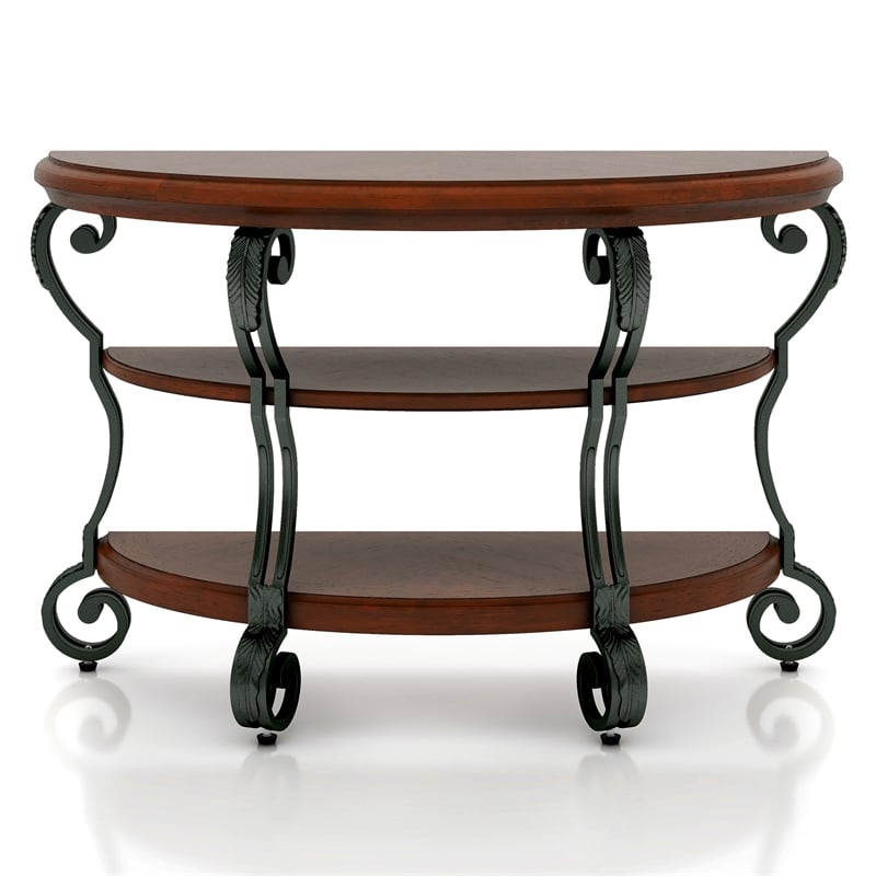 Furniture of America Azea Solid Wood 4-Piece Coffee Table Set in Brown Cherry