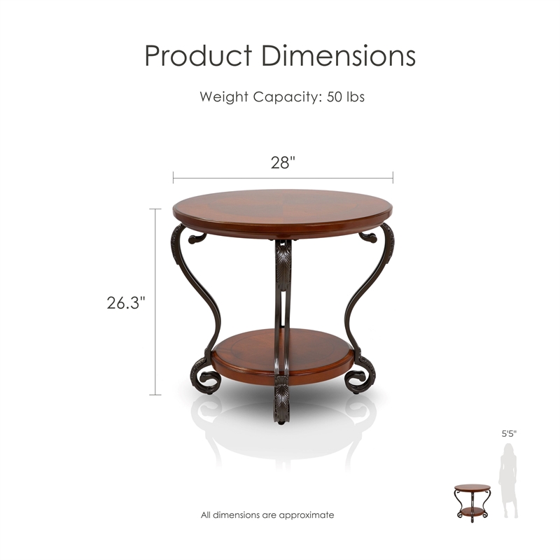 Furniture of America Azea Solid Wood 4-Piece Coffee Table Set in Brown Cherry