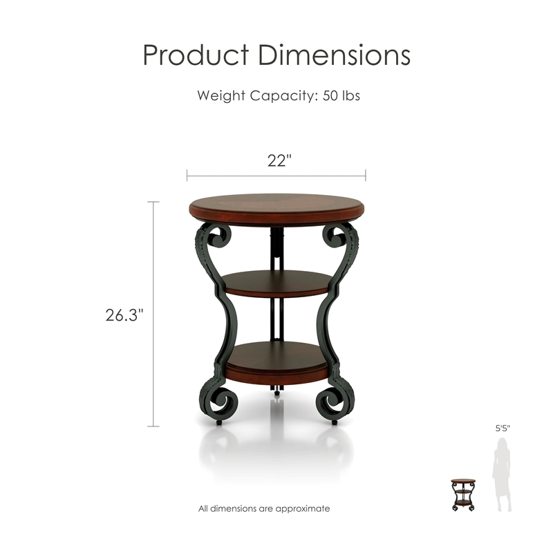 Furniture of America Azea Solid Wood 4-Piece Coffee Table Set in Brown Cherry