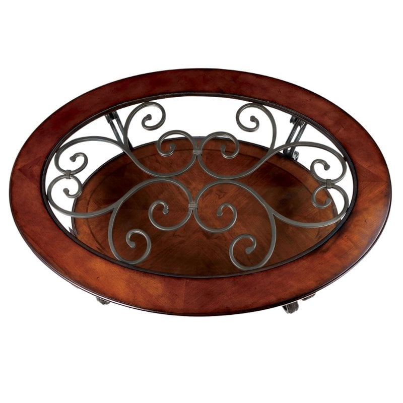 Furniture of America Azea Traditional Wood 1-Shelf Coffee Table in Brown Cherry