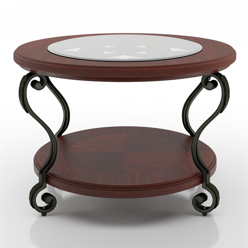 Furniture of America Azea Traditional Wood 1-Shelf Coffee Table in Brown Cherry