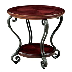 furniture of america azea traditional wood end table in brown cherry