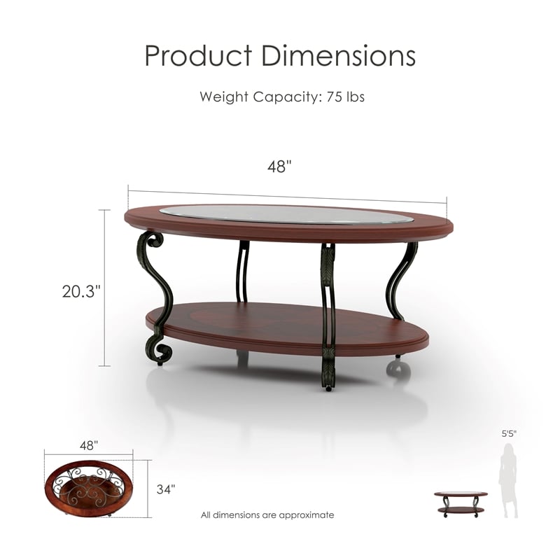 Furniture of America Azea Traditional Wood 2-Shelf Console Table Brown Cherry