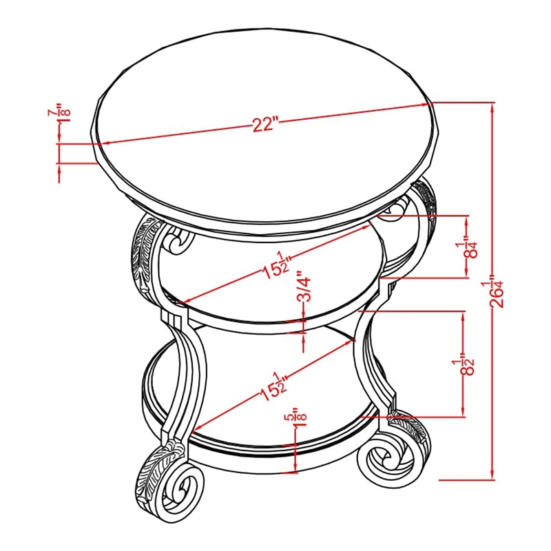 Furniture of America Azea Traditional Wood 2-Shelf Side Table Brown Cherry