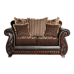 furniture of america lozano traditional faux leather loveseat