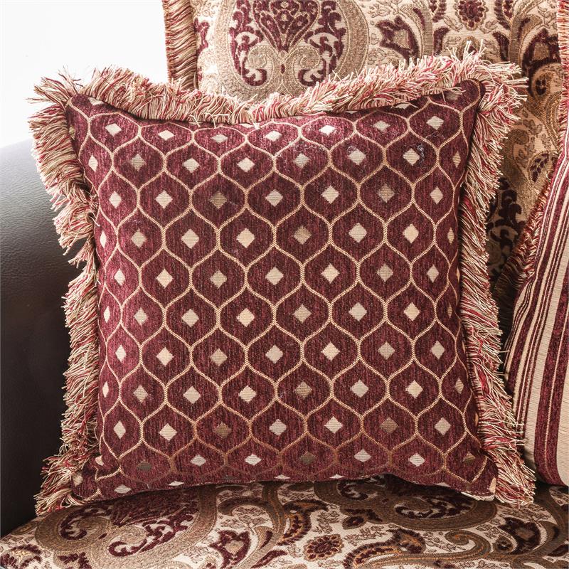 Furniture of America Lozano Faux Leather 2-Piece Sofa Set in Burgundy Red