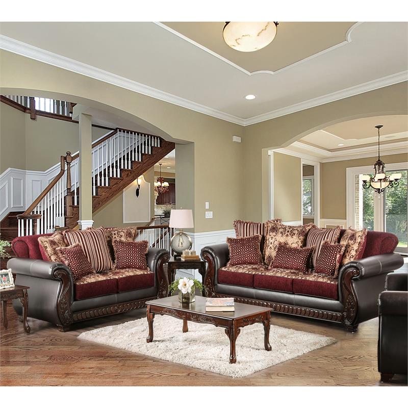 Brown Fabric Loveseat ISABELLA SM7506-LV Furniture of America Traditional –  buy online on NY Furniture Outlet