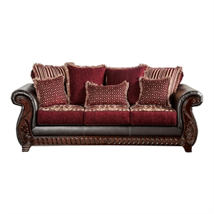 furniture of america lozano traditional faux leather sofa