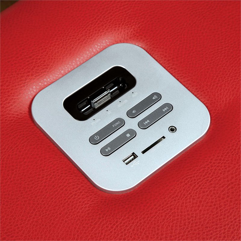 Furniture of America Contreras Faux Leather Upholstered Console in Red