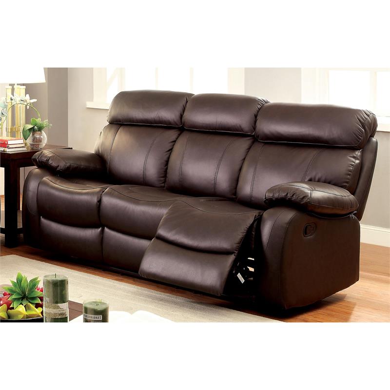 Furniture of America Marrona 2piece Grain Leather Reclining Sofa Set
