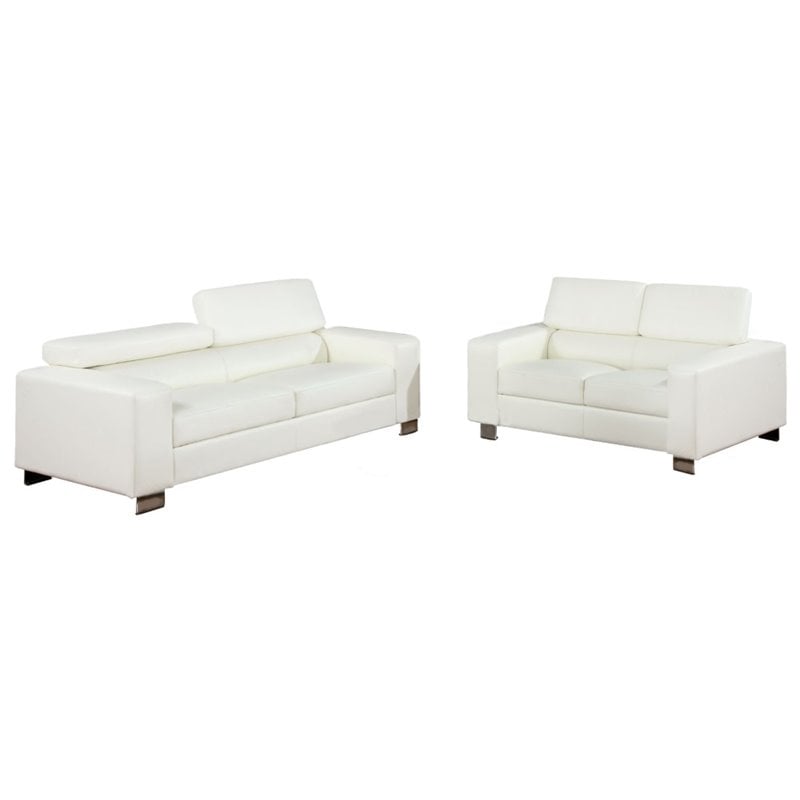 Furniture Of America Salter, White Faux Leather Sofa Sets