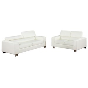 furniture of america salter contemporary bonded leather sofa set in white