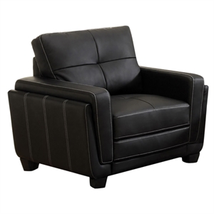 furniture of america banita contemporary faux leather tufted chair in black