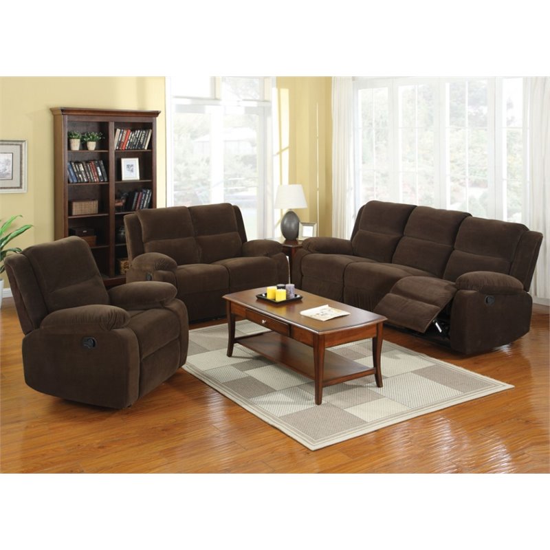 Furniture of America Wale Transitional 3Piece Fabric Sofa Set in Dark