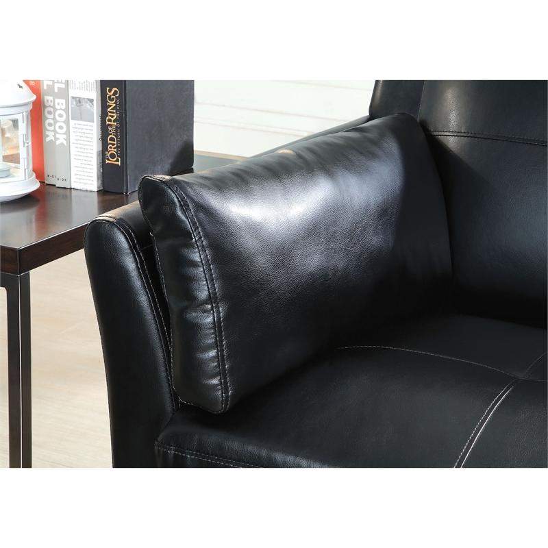 Furniture of America Tonia Contemporary 2-Piece Faux Leather Sofa Set in Black