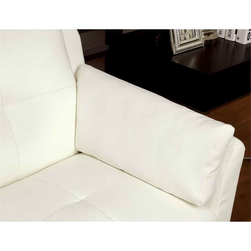 Furniture of America Tonia Contemporary 2-Piece Faux Leather Sofa Set in White
