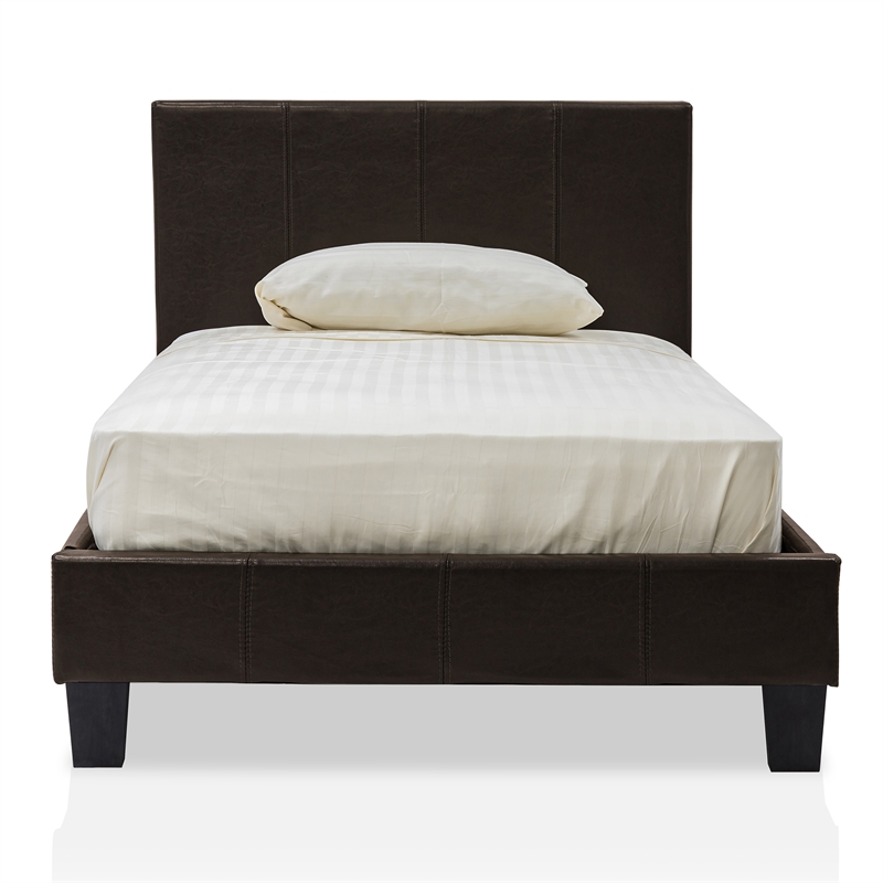 Furniture of America Ramone Faux Leather Full Platform Bed in Espresso