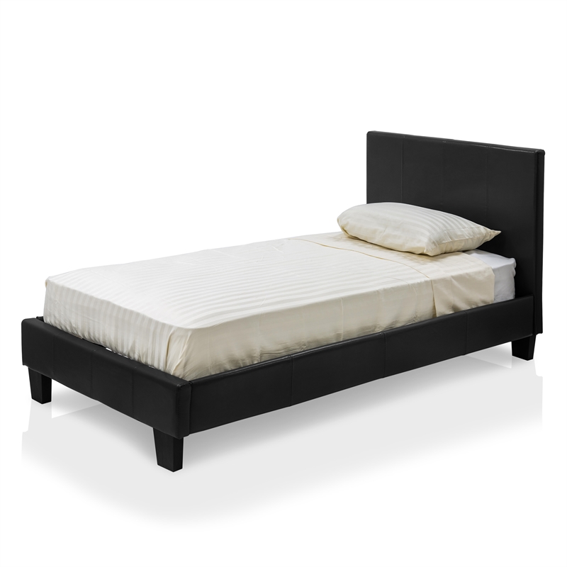 Furniture of America Ramone Faux Leather Full Platform Bed in Espresso