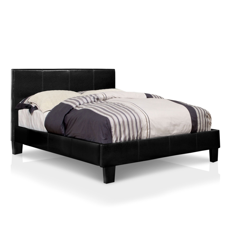 Furniture of America Ramone Faux Leather Full Platform Bed in Espresso