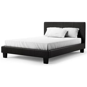 furniture of america ramone faux leather queen platform bed in espresso