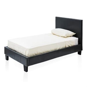furniture of america ramone faux leather twin platform bed in espresso