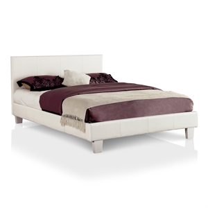 furniture of america ramone faux leather full platform bed in white