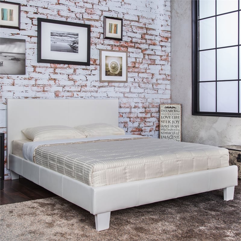 Furniture of America Ramone Faux Leather Full Platform Bed in White