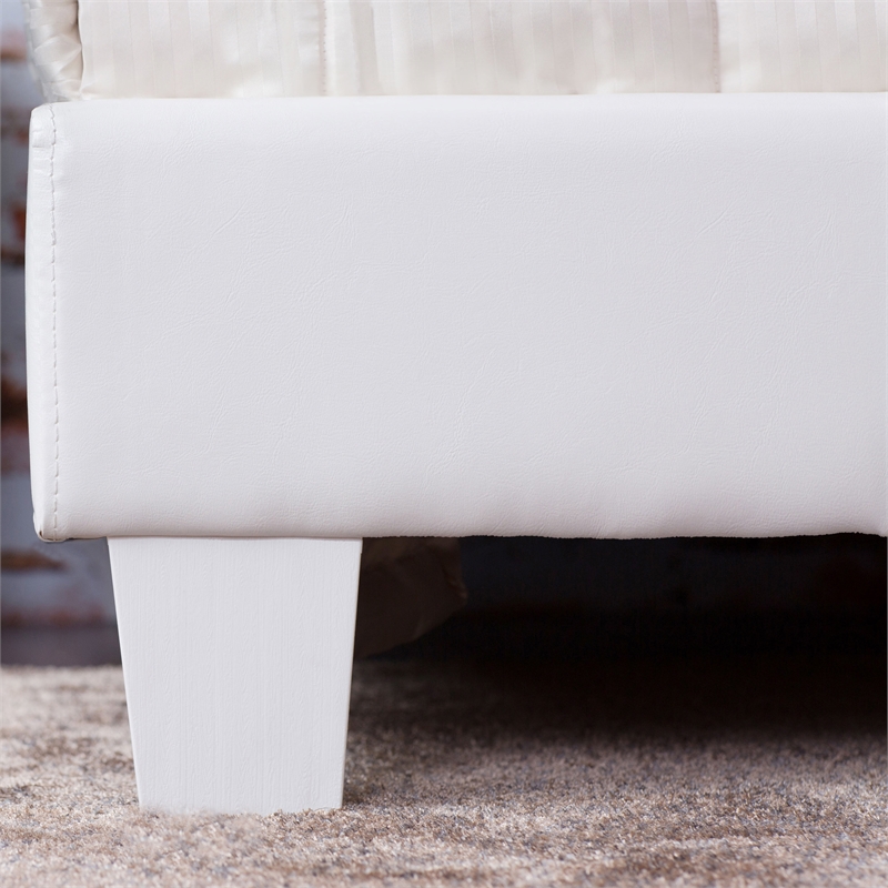 Furniture of America Ramone Faux Leather Full Platform Bed in White