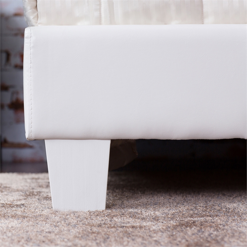 Furniture of America Ramone Faux Leather Queen Platform Bed in White