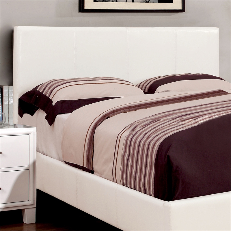 Furniture of America Ramone Faux Leather Queen Platform Bed in White