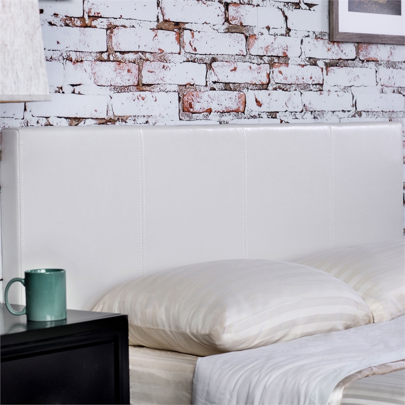 Furniture of America Ramone Faux Leather Queen Platform Bed in White