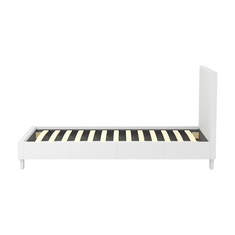 Ligatie Kracht stuk Furniture of America Ramone Faux Leather Twin Platform Bed in White |  BushFurnitureCollection.com